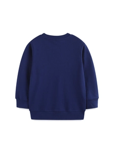 Sweat-shirt classique bleu marine pour garçons en coton doux à col rond et maille