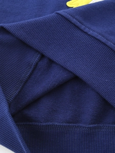 Navy blue boys rocket hoodie featuring premium rib cuffs and warm fleece lining
