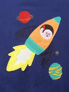 Boys navy sweatshirt featuring rocket and planet embroidery details for autumn sports