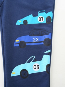 Pantalón de chándal azul marino para niño con estampados de coches de carreras