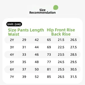 Detailed size chart for children's cotton animal embroidered shorts from age 2 to 7 years