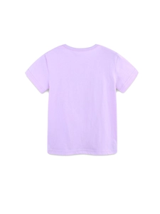 T-shirt manches courtes lilas pour fille en coton, vue arrière classique avec col rond