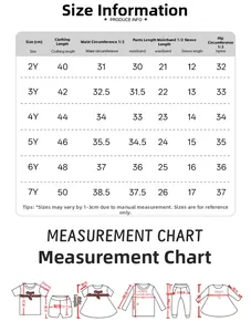Detailed size chart for kids car embroidered short sleeve set ranging from 2Y to 7Y
