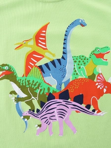 T-shirt en coton pour garçons avec motifs de dinosaures colorés de style dessin animé