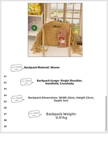 Detail of hand-woven cotton crochet tote bag showing large capacity and fringe design