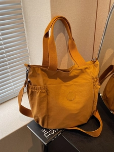 Large Capacity Nylon Tote Bag For Women Korean Style Casual Crossbody Bag With Adjustable Wide Strap Pleated Side Pockets Daily Commuter Shoulder Bag