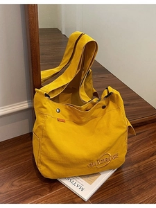 Borsa a Tracolla in Tela da Donna a Grande Capacità Ricamo di Lettere Tracolla Regolabile Borsa Tote Casual Minimalista