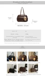 Detailed size chart of the large PU leather pillow bag with dimensions 31x23x14cm