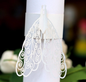 Laser-cut white butterfly paper napkin ring for elegant wedding and party table decor