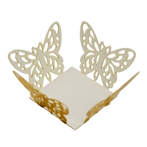 Elegant laser cut butterfly candy box for weddings and parties in cream white finish