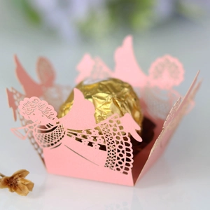 Laser Cut Angel Hollow Candy Boxes Pearlescent Paper Chocolate Wrappers For Wedding Birthday Party Decorations Party Favors