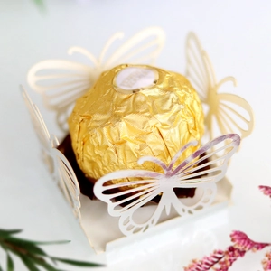 Intricate laser-cut butterfly hollow chocolate box for wedding party favors
