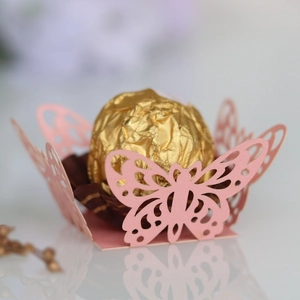 Detailed laser-cut butterfly lace hollow paper wrapper for wedding candy and chocolates