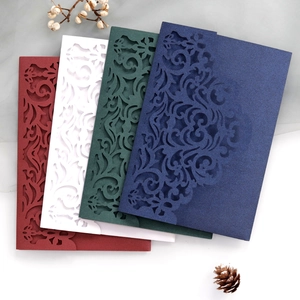 Detailed laser cut floral design on elegant invitations in four premium colors