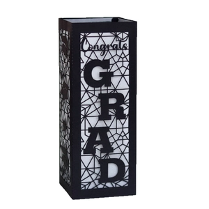 Graduation party lantern with Congrats Grad cutout design and inner led lighting glow