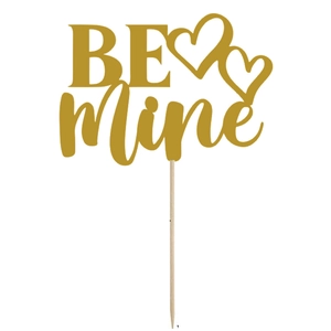 Décoration de gâteau BE Mine dorée avec cœurs et tige en bois pour la Saint-Valentin