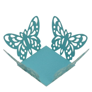 Sky blue hollow butterfly candy box with laser cut design for wedding party decoration