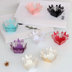 Detailed laser-cut angel candy box in multiple colors for wedding party decoration