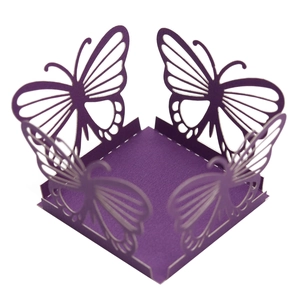 Purple butterfly hollow paper candy box with laser cut floral patterns for party decor