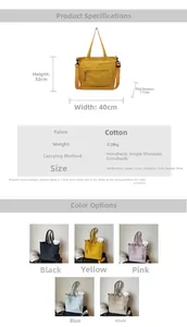 Size chart for nylon tote bag showing 40cm width and 32cm height with capacity details