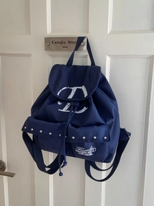 Sac à Dos en Nylon pour Femmes Mode Sac d'École Mignon pour Étudiants Sac de Shopping avec Rivets et Impression