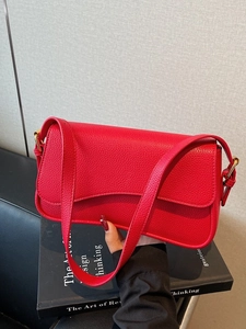 Vintage Litchi Texture PU Leather Underarm Bag For Women Fashion Crossbody Bag Minimalist Asymmetric Flap Shoulder Bag Commute Handbag