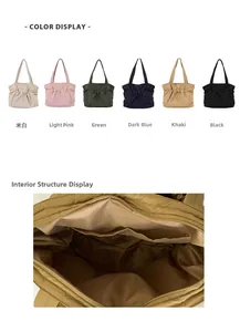 Detailansicht der Innenfächer der Shopper-Tasche und sechs verfügbare Farboptionen
