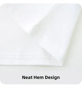 Close-up of double-needle hem stitching on white cotton toddler T-shirt