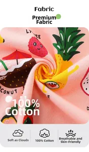 Detailweergave van zachte 100% katoenen stof met fruitprints voor kinder-T-shirts