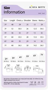 Detailed size chart for girls' summer striped dress with measurements for ages 2-7 years