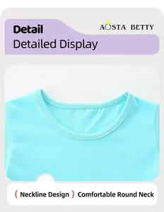 Close-up detail of the comfortable round neckline on this blue girls princess dress
