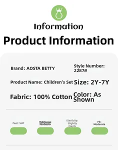 Size guide for 100% cotton kids t-shirt set with soft fabric and 2Y-7Y range