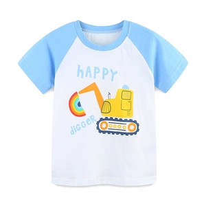 Kurzärmeliges Jungen Raglan-T-Shirt mit Bagger- und Regenbogen-Print Happy Digger