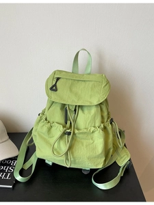 Zaino da Donna in Nylon Plissettato con Coulisse Grande Capacità Moda Studente Borsa Scuola Casual Viaggio Zainetto Impermeabile