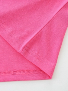 Pink cotton girls T-shirt featuring high-quality double-needle hem stitching detail