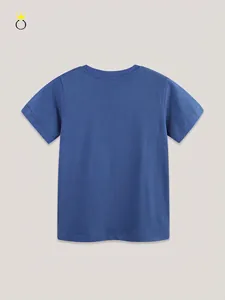 Classic dark blue short-sleeve cotton T-shirt featuring a clean crew neck back view