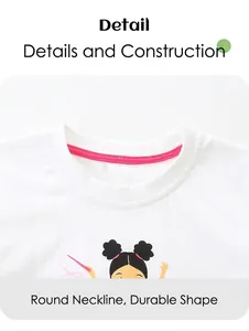 Detailansicht der Baumwoll-T-Shirt mit verstärktem rosa Ausschnitt und Grafikdruck