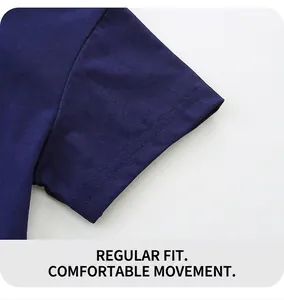 Close-up of double-needle stitching on navy blue girls jellyfish print cotton t-shirt sleeve