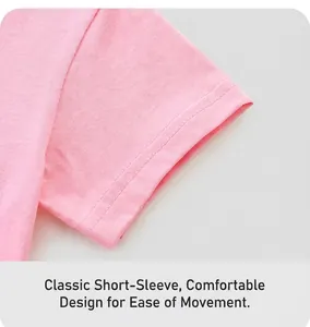 Detailansicht der Ärmelnaht des rosa Mädchen-T-Shirts mit hochwertiger Doppelnahtverarbeitung