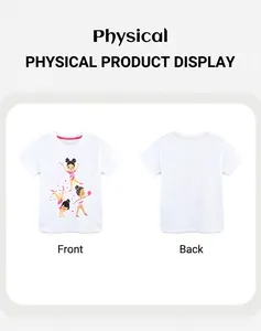 Flachbild-Kinder-T-Shirt in Weiß mit Gymnastik-Druck auf Vorderseite und glatter Rückseite