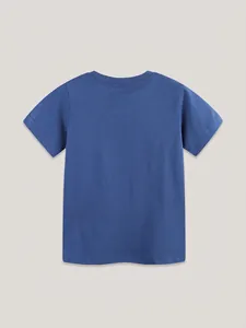T-shirt bleu marine à manches courtes pour garçons avec col rond classique vue arrière