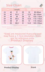 Detaillierte Größentabelle für Mädchen T-Shirt aus Baumwolle mit Cartoon-Gymnastik-Print