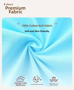 Gros plan sur un tissu en maille 100% coton bleu ciel doux et sa texture respirante