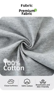 Close-up of soft 100% cotton grey melange knit fabric showing premium texture