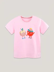 Toddler Girls Cartoon Fruit Print Cotton T-Shirt Summer Short Sleeve Round Neck Casual Sweet Top Tee For 2-7 Years