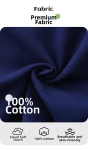 Close-up of dark blue 100% cotton knit fabric showing soft texture and breathable weave