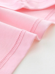 Pink knit cotton girls t-shirt featuring premium double-stitch seam craftsmanship