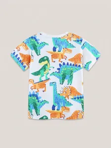 T-shirt enfant en coton à manches courtes avec imprimés de dinosaures pour l'été