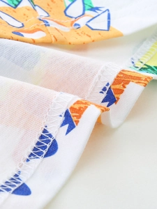T-shirt en coton pour enfants avec imprimés dinosaures colorés et coutures de qualité