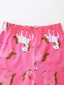 Completo bambina con maglietta e pantaloni rosa, stampe di unicorno e vita elastica